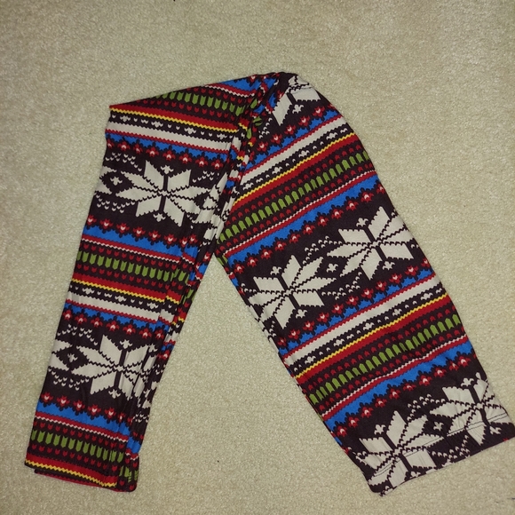 White Mark~Brown Colorful Fair Isle Soft Spandex Leggings NWOT - Picture 5 of 15